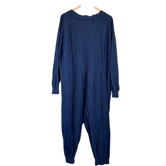 Natural Life Womens Relaxed Slub Knit Jumpsuit Size L Gray Boho Oversized Lounge - Picture 2 of 7